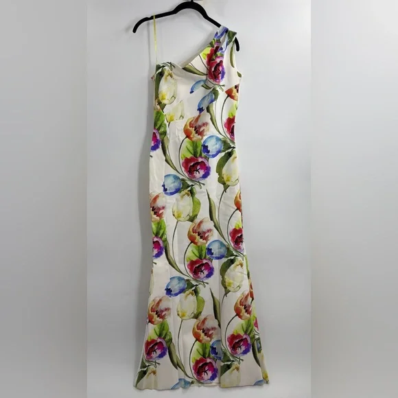 Chiara Boni La Petite Robe Floral One-shoulder Jersey Gown In Tulipano 44/8